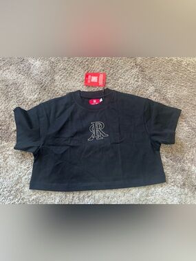 Doble r cropped t shirt with gems